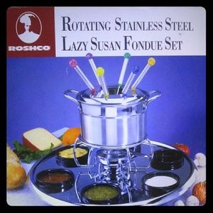 Roshco Stainless Steel Lazy Susan Fondue Set